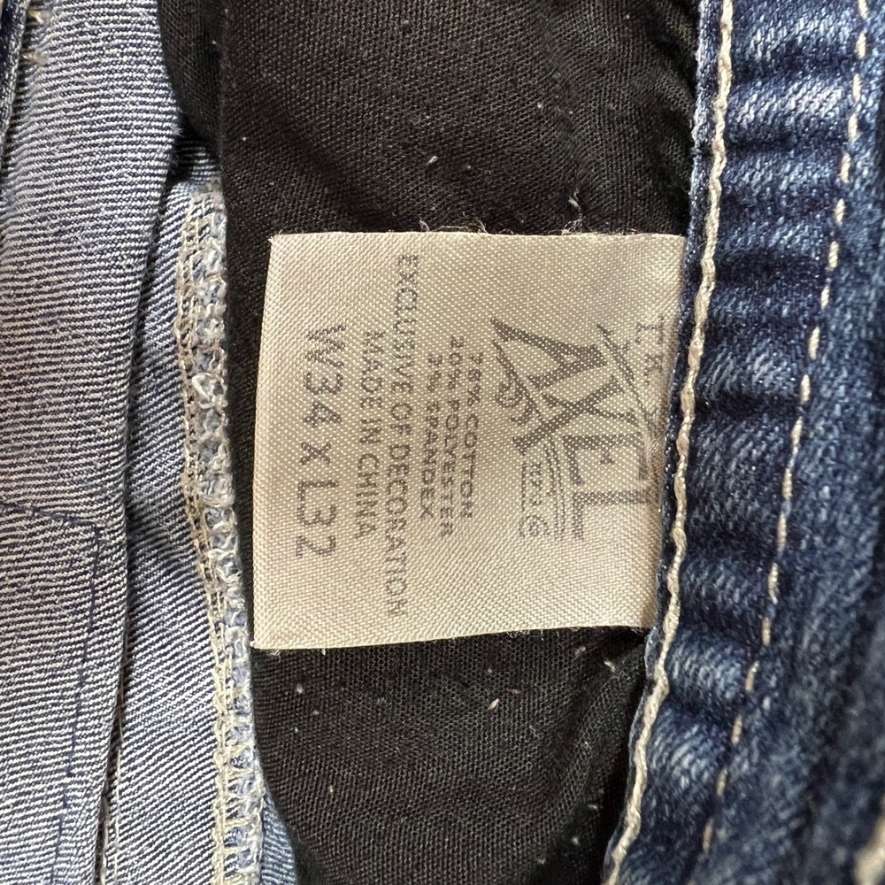 Axel Brand Jeans Mens 38x32 Blue  Denim Straight Leg Medium Wash Contrast Stitch - Picture 11 of 14